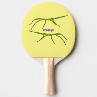 Cute green stick insects with happy faces cartoon