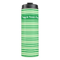 Cute Green Striped Happy St Patrick.s Day Thermal