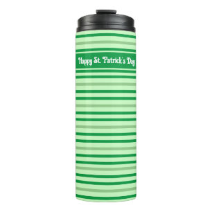 Cute Green Striped Happy St Patrick.s Day Thermal Tumbler