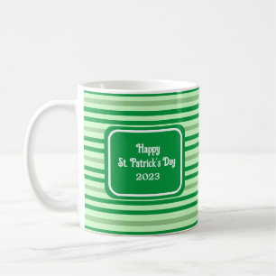 Cute Green Striped Happy St Patricks Day Add Year Coffee Mug