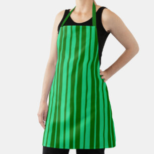 Cute Green Stylish Stripes Pattern Design Apron
