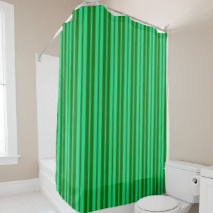 Cute Green Stylish Stripes Pattern Design  Shower Curtain