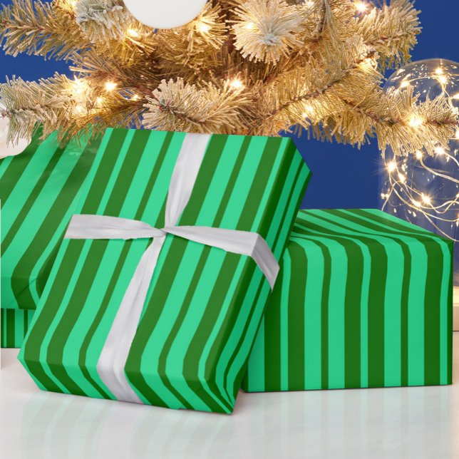 Cute Green Stylish Stripes Pattern Design  Wrapping Paper (Creator Uploaded)