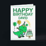 Cute Green T-Rex Dinosaur Grandson 1st Birthday Card<br><div class="desc">Cute Green T-Rex Dinosaur Grandson 1st Birthday, this design is for anyone looking for something nice for a little boy on his 1st birthday. If you're looking for 1st birthday invitations, especially for your grandson, this one is perfectly what you need. The design features a cute dinosaur wearing a bow...</div>