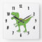 Cute Green T-Rex Dinosaur Kid's wall-clock/Medium