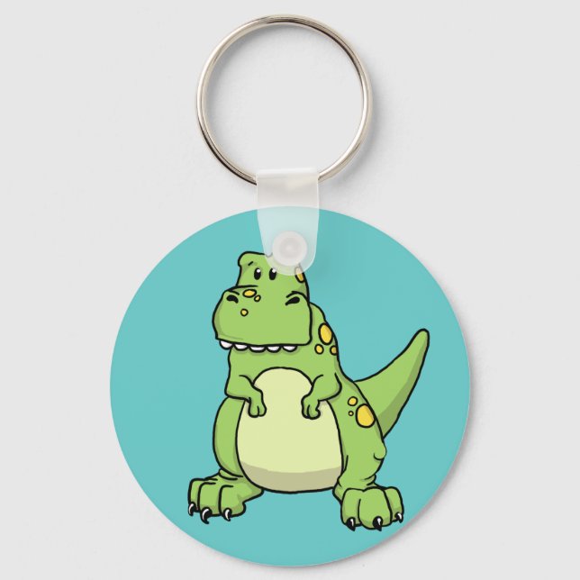 Cute Green T-Rex Key Ring (Front)