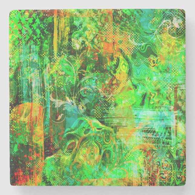 Cute Green TEXTURES Stone Coaster (Front)
