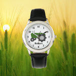 Cute green tractor add name boys watch<br><div class="desc">design by originalartwork@delightful_doodles.com back by www.SonyaDeHart.com</div>