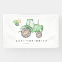 Cute Green Tractor Birthday 