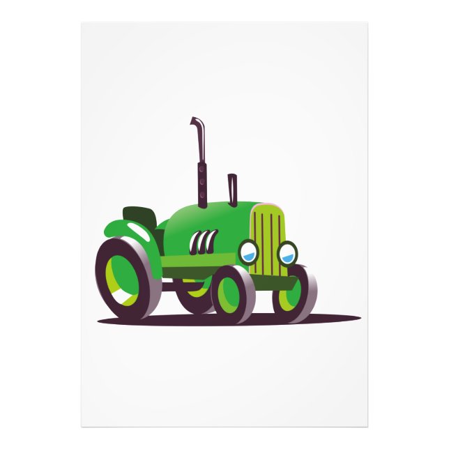 Cute Green Tractor Photo Print (Front)