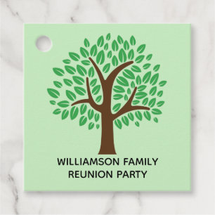 Cute Green Tree Custom Family Reunion Party Favour Tags