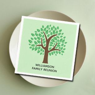 Cute Green Tree Custom Family Reunion Party Napkin