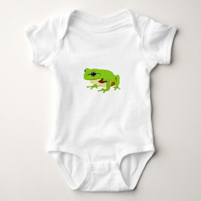 Cute Green Tree Frog Baby Bodysuit (Front)