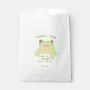 Cute Green Tree Frog - custom birthday kids name. Favour Bag