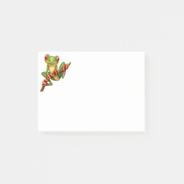 Cute Green Tree Frog on a Branch Post-it Notes (Front)