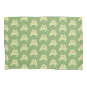 Cute Green Tree Frog - transp pattern.    Pillowcase