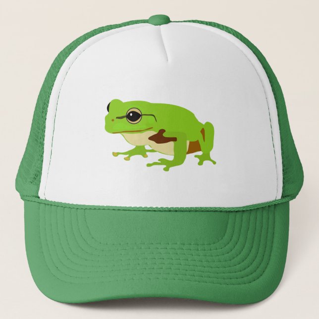 Cute Green Tree Frog Trucker Hat (Front)