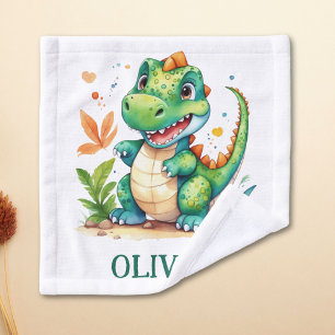 Cute Green Trex Dinosaur Personalised Wash Cloth