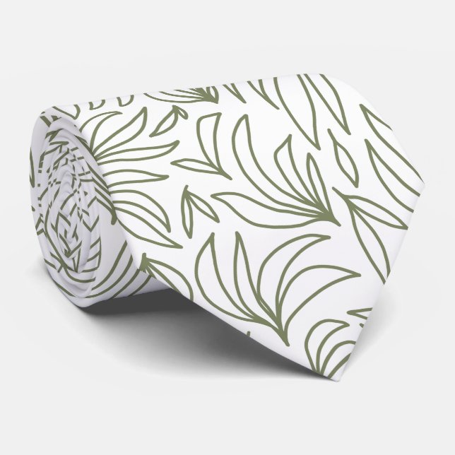 cute green tropical leaf pattern  tie (Rolled)