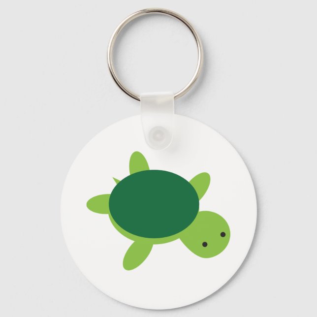 Cute Green Turtle Button Keychain (Front)