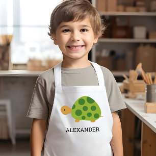 Cute Green Turtle Personalised Kids Apron