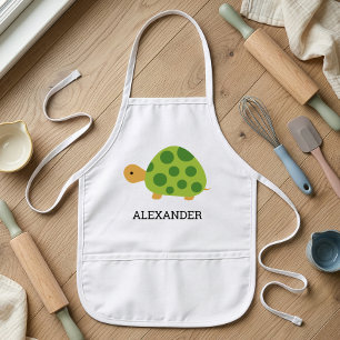 Cute Green Turtle Personalised Kids Apron