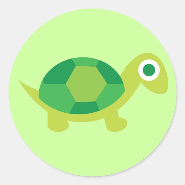 Cute Green Turtle Round Stickers for Kids' Crafts (Front)