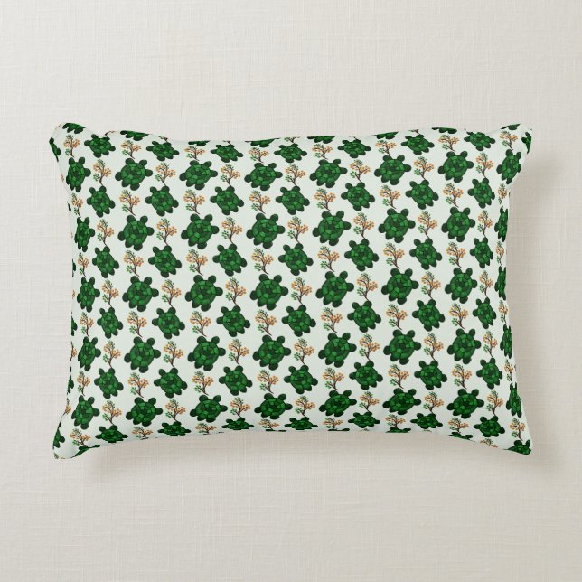 Cute Green Turtle Seamless Pattern | turtle  Decorative Cushion (Front)