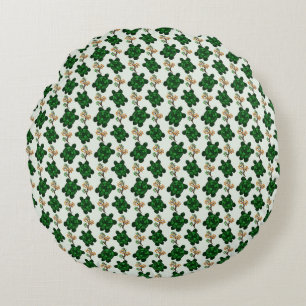 Cute Green Turtle Seamless Pattern   turtle  Round Cushion