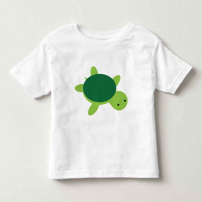 Cute Green Turtle Toddler T-Shirt (Front)