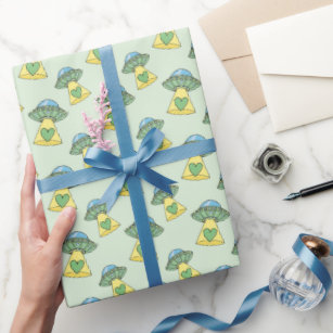 Cute Green UFO Pattern Wrapping Paper
