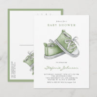 Cute Green Watercolor Baby Booties Baby Shower