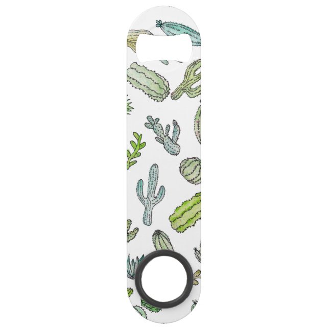 Cute Green Watercolor Paint Summer Cactus Pattern (Front)