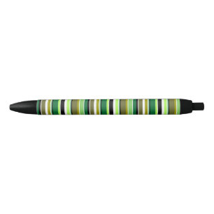 Cute green white stripes black ink pen