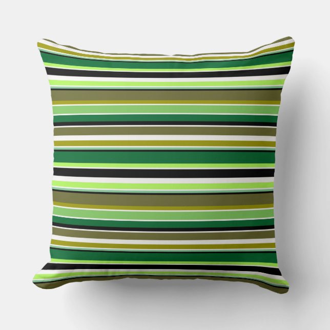 Cute green white stripes cushion (Front)