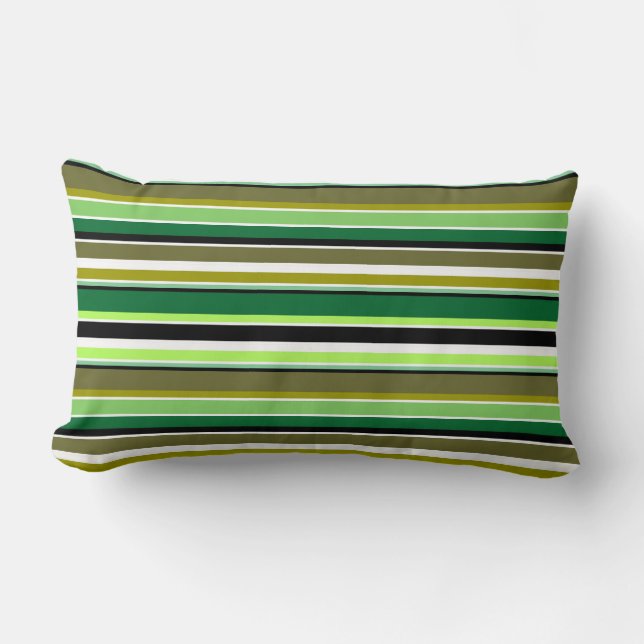 Cute green white stripes lumbar cushion (Front)