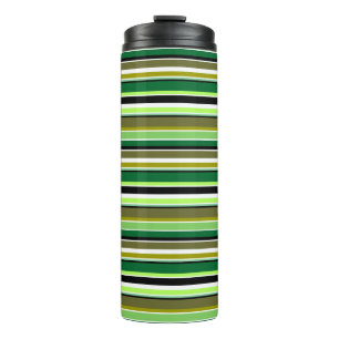 Cute green white stripes thermal tumbler