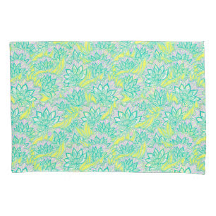 Cute green yellow floral pattern pillowcase