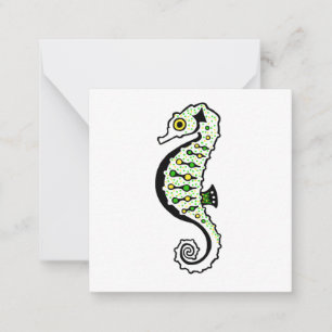 Cute green & yellow SEAHORSE - note card