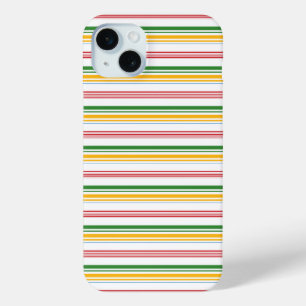 Cute green yellow stripes iPhone 15 mini case