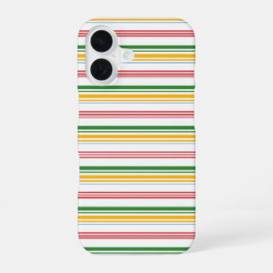 Cute green yellow stripes iPhone 16 case