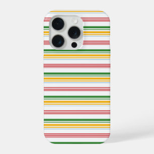 Cute green yellow stripes iPhone 15 pro case