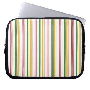 Cute green yellow stripes laptop sleeve