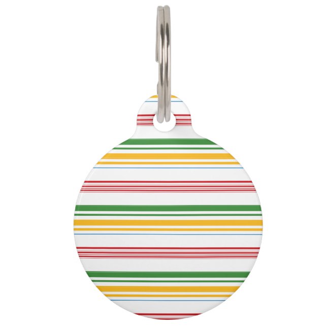 Cute green yellow stripes pet tag (Front)