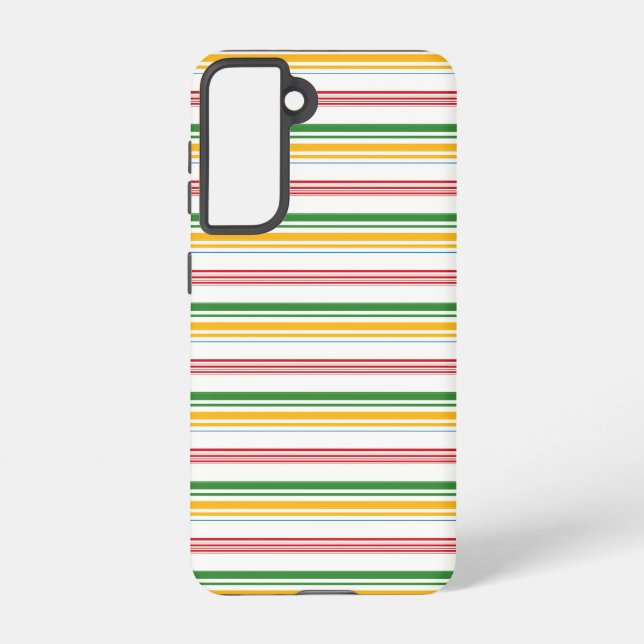 Cute green yellow stripes samsung galaxy s21 case (Back)