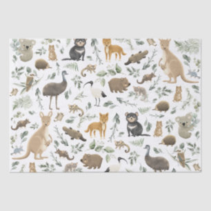 Cute Greenery Australian Animals Boy Baby Birthday Tissue Paper