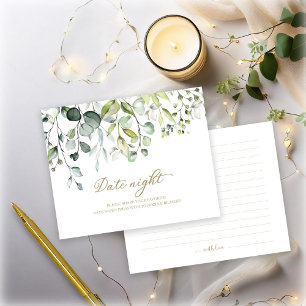 Cute Greenery Bridal Shower Date Night Jar Cards