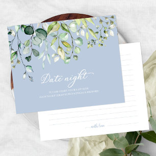 Cute Greenery Bridal Shower Date Night Jar Cards