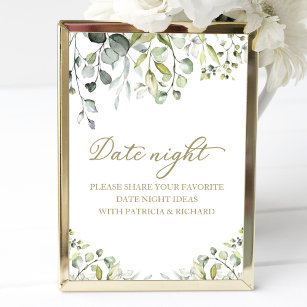 Cute Greenery Bridal Shower Date Night Jar Sign