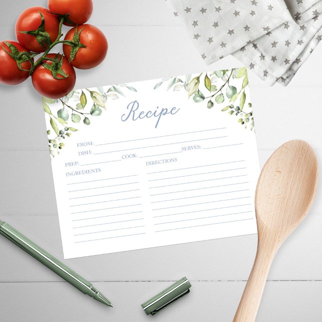 Cute Greenery Bridal Shower Recipe Cards (Creator Uploaded)
